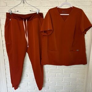 Figs Terracotta Orange Scrub Set Women's 3XL Casma Top XXL Zamora Jogger PO 4064